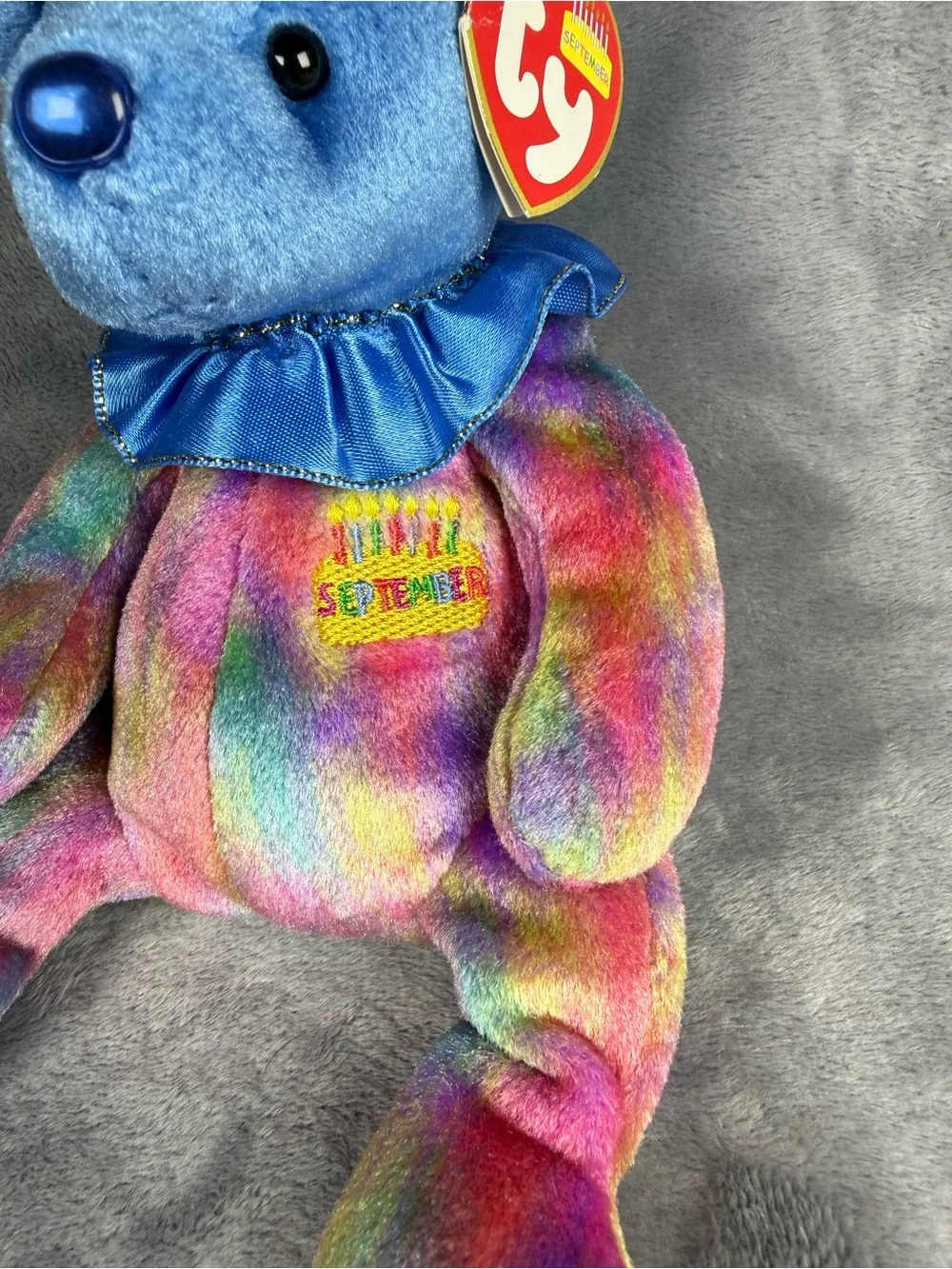 Ty Beanie Baby September Birthday Bear Vintage 2001 Sapphire Nose